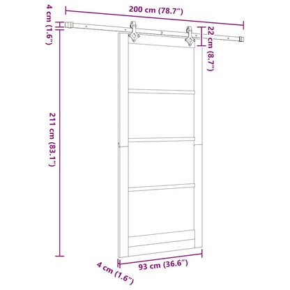Sliding Door White 36.6 x 83.1 in Solid pine wood and steel