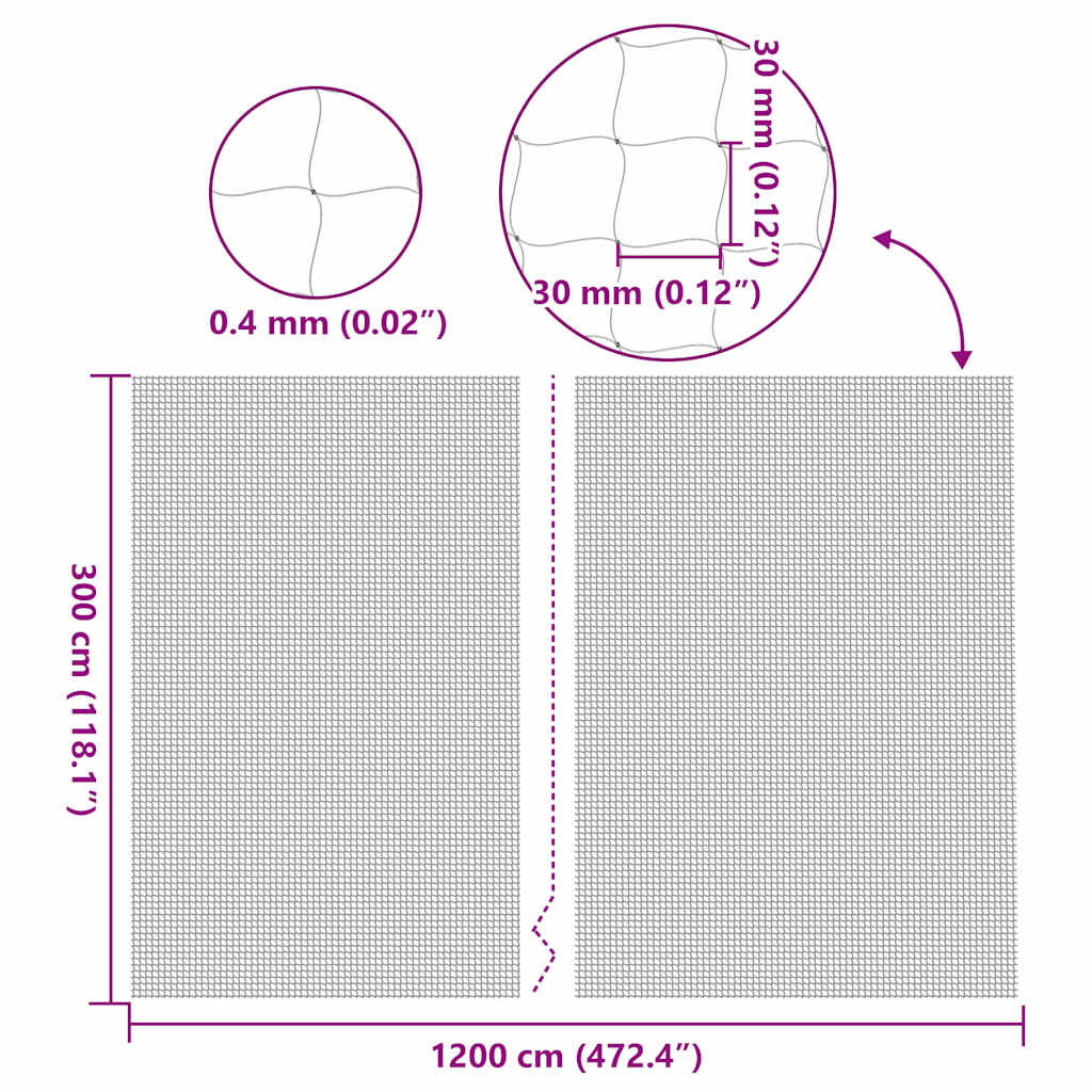 Cat Net Transparent Nylon 12 x 3 ft UV-resistant materials