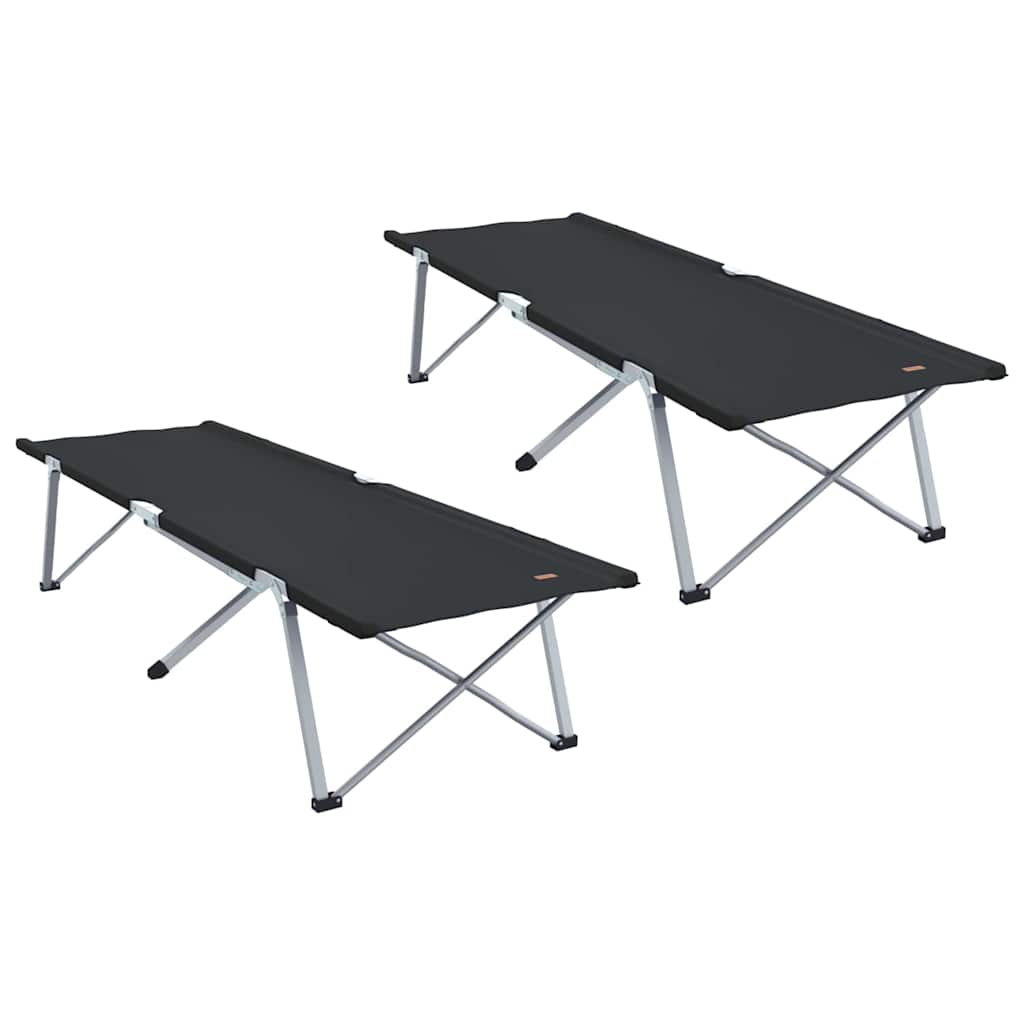 Folding Camping Bed 2 pcs Black 62 x 194 x 42 cm Oxford Fabric