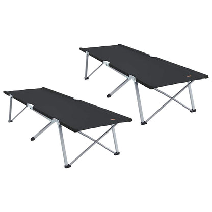 Folding Camping Bed 2 pcs Black 62 x 194 x 42 cm Oxford Fabric