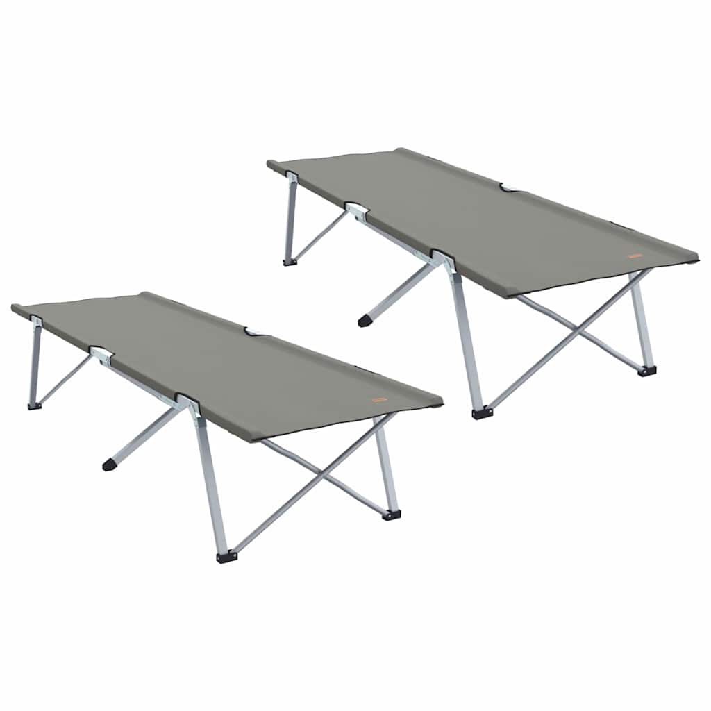 Folding Camping Bed 2 pcs Gray 62 x 194 x 42 cm Oxford Fabric