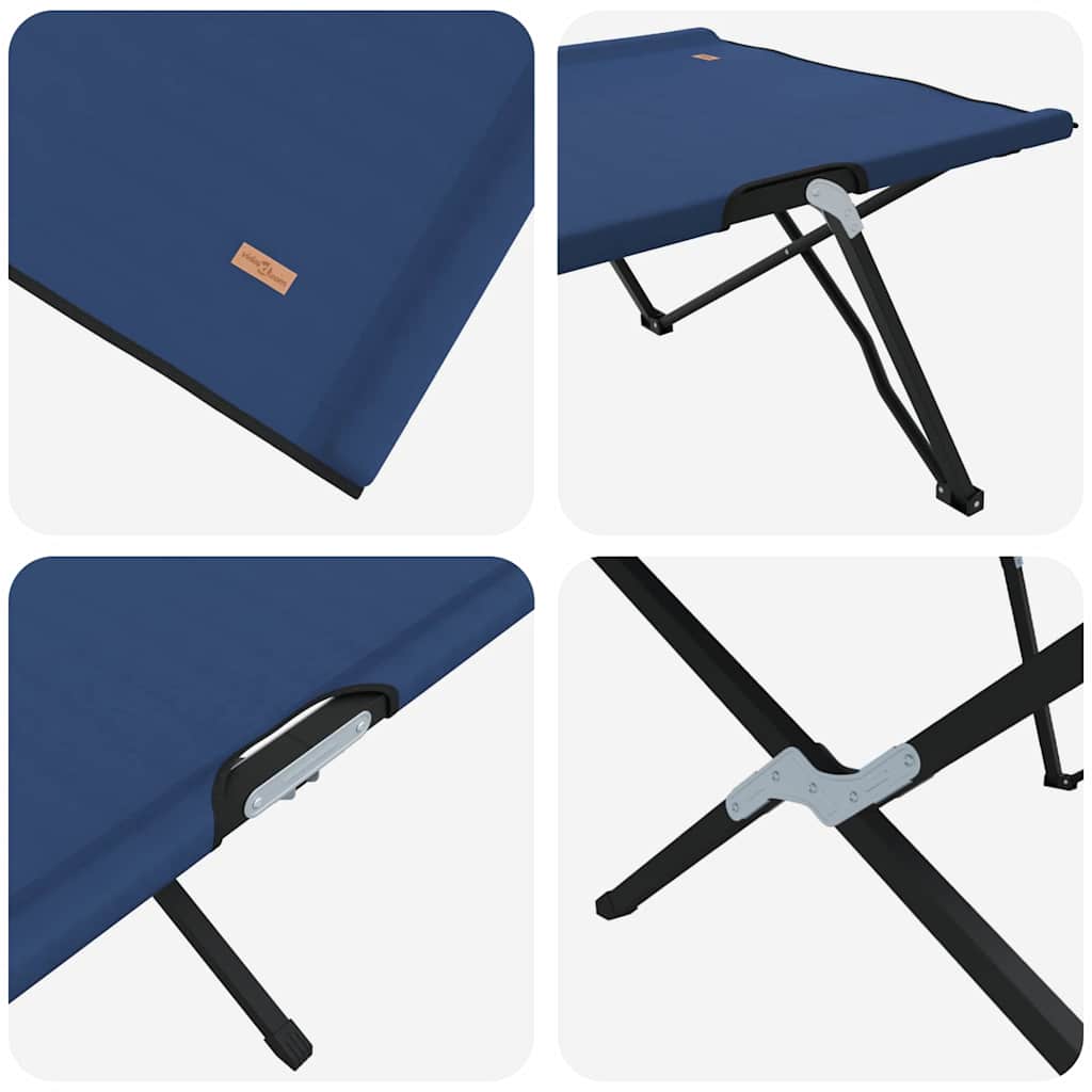 Folding Camping Bed 2 pcs Blue 206 x 76 x 74 cm Oxford Fabric