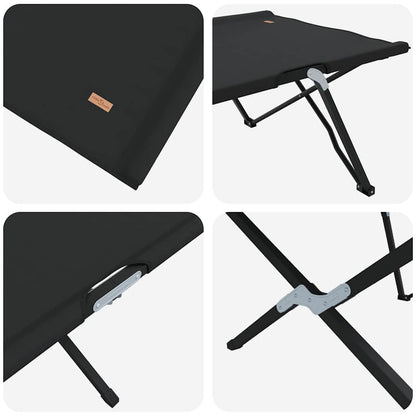 Folding Camping Bed 2 pcs Black 206 x 76 x 74 cm Oxford Fabric
