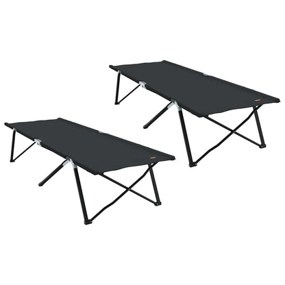 Folding Camping Bed 2 pcs Black 206 x 76 x 74 cm Oxford Fabric