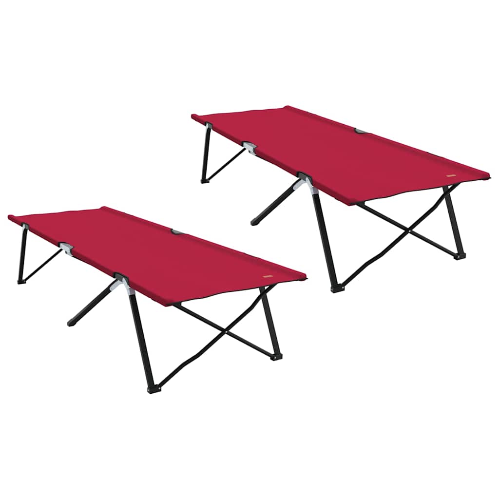Folding Camping Bed 2 pcs Red 206 x 76 x 74 cm Oxford Fabric