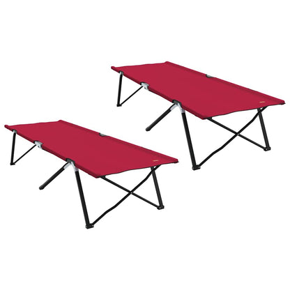 Folding Camping Bed 2 pcs Red 206 x 76 x 74 cm Oxford Fabric