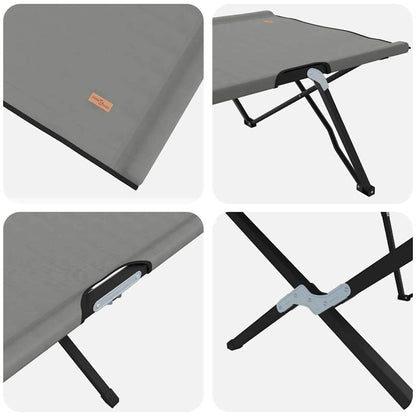 Folding Camping Bed 2 pcs Gray 206 x 76 x 74 cm Oxford Fabric