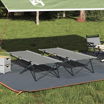 Folding Camping Bed 2 pcs Gray 206 x 76 x 74 cm Oxford Fabric