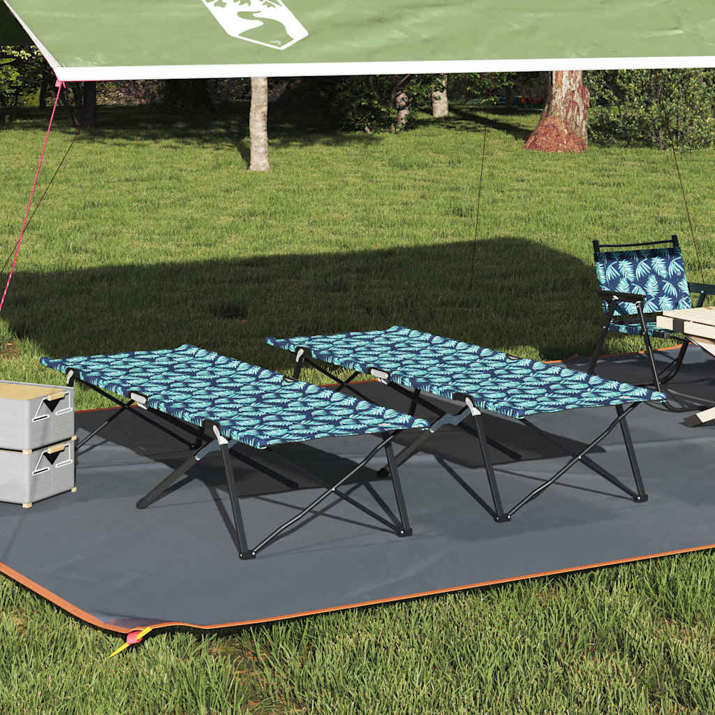 Folding Camping Bed Folding 2 pcs Leaf pattern 206 x 76 x 74 cm
