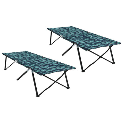 Folding Camping Bed Folding 2 pcs Leaf pattern 206 x 76 x 74 cm