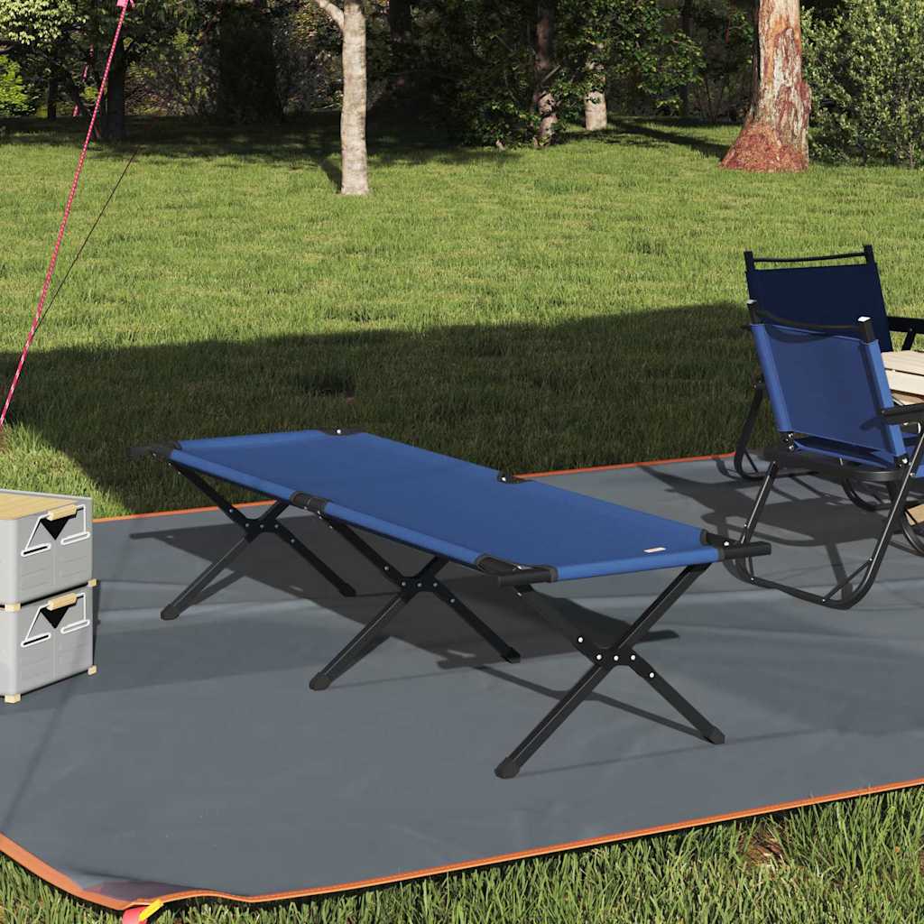Folding Camping Bed Folding Manual Blue Oxford Fabric