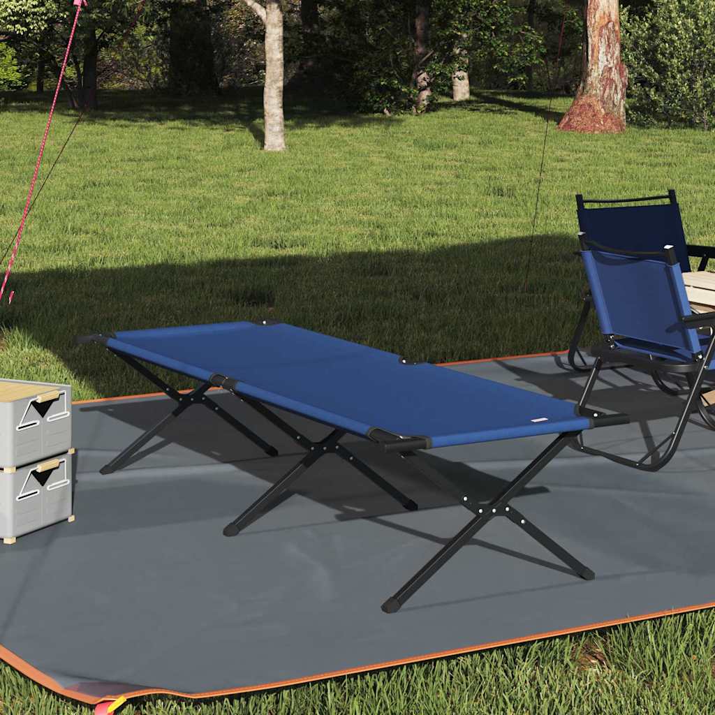 Folding Camping Bed Folding Manual Blue Oxford Fabric