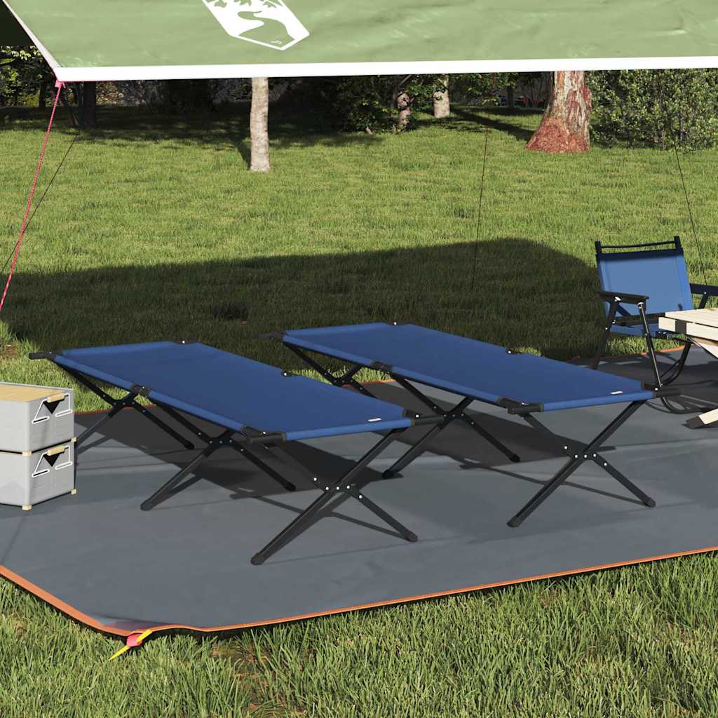 Folding Camping Bed Folding Manual Blue Oxford Fabric