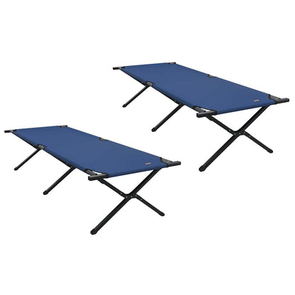 Folding Camping Bed Folding Manual Blue Oxford Fabric