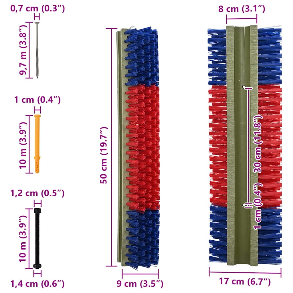 Cattle Brushes Red and Blue 20 x 9 x 50 cm Plastic and Steel