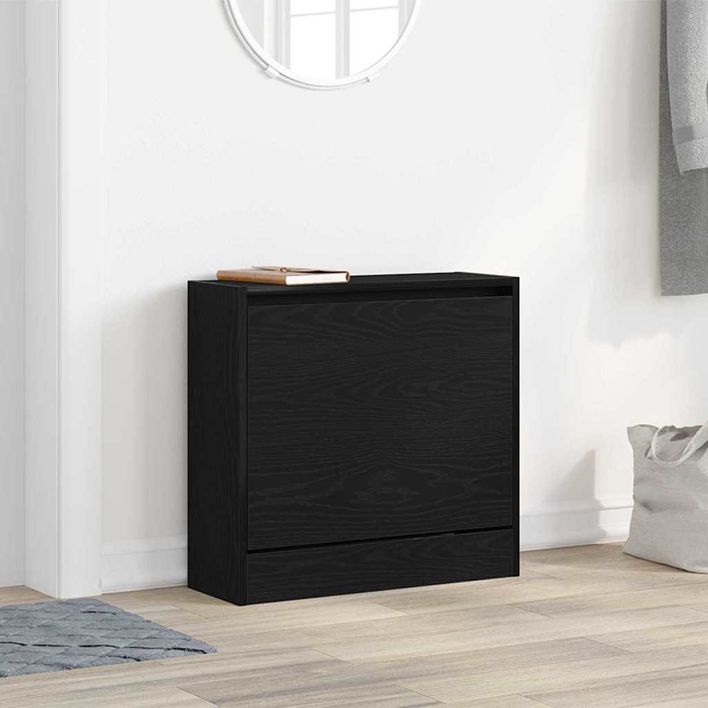 Shoe Cabinet Black oak 23.6" x 8.3" x 22.4" Engineered wood