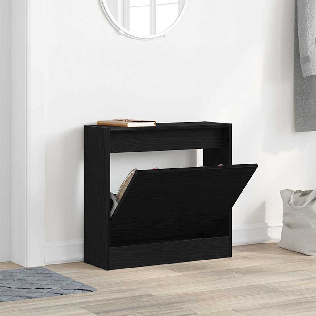 Shoe Cabinet Black oak 23.6" x 8.3" x 22.4" Engineered wood