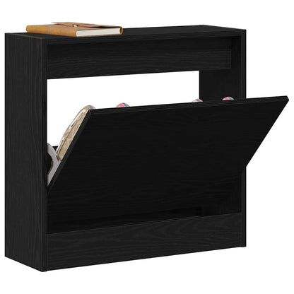 Shoe Cabinet Black oak 23.6" x 8.3" x 22.4" Engineered wood
