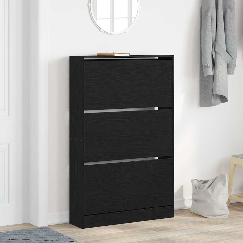 Shoe Cabinet Black oak 31.5" x 8.3" x 49.4" Engineered wood