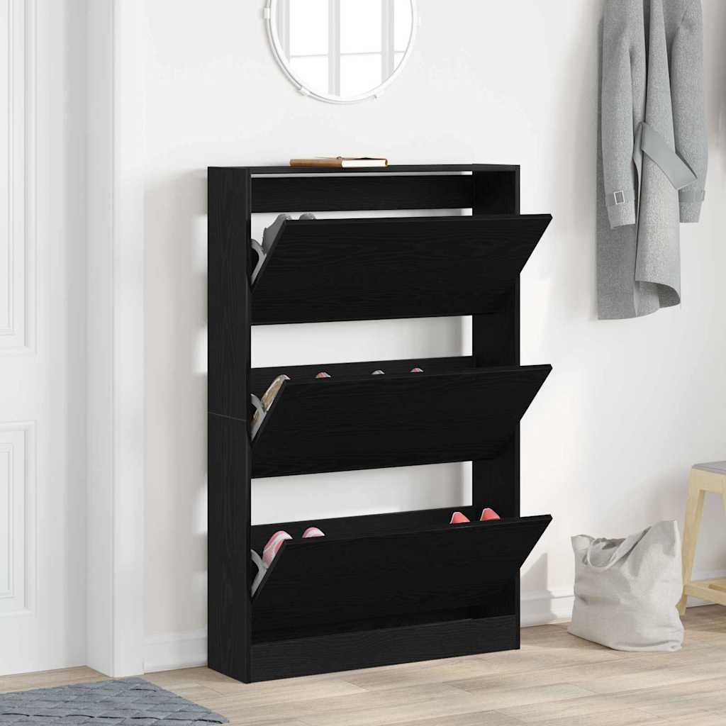 Shoe Cabinet Black oak 31.5" x 8.3" x 49.4" Engineered wood