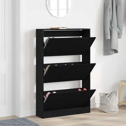Shoe Cabinet Black oak 31.5" x 8.3" x 49.4" Engineered wood