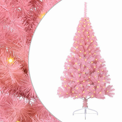 Artificial Pre-lit Christmas Tree with 150 LEDs Pink 47.2" PVC