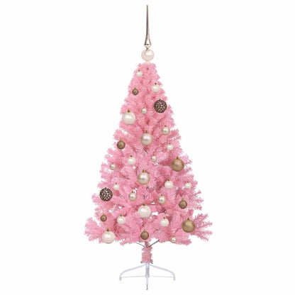 Artificial Pre-lit Christmas Tree with 150 LEDs Pink 47.2" PVC