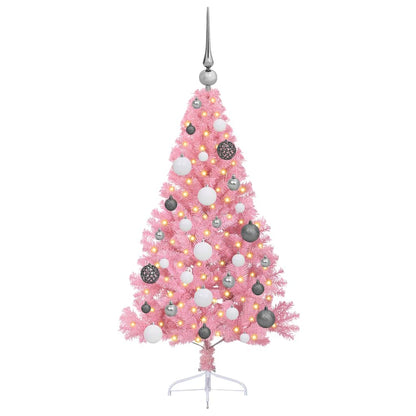 Artificial Pre-lit Christmas Tree with 150 LEDs Pink 47.2" PVC