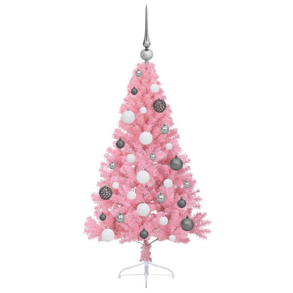 Artificial Pre-lit Christmas Tree with 150 LEDs Pink 47.2" PVC