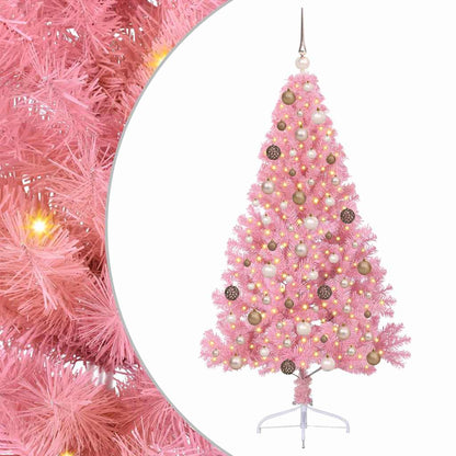 Artificial Pre-lit Christmas Tree with 300 LEDs Pink 70.9" PVC