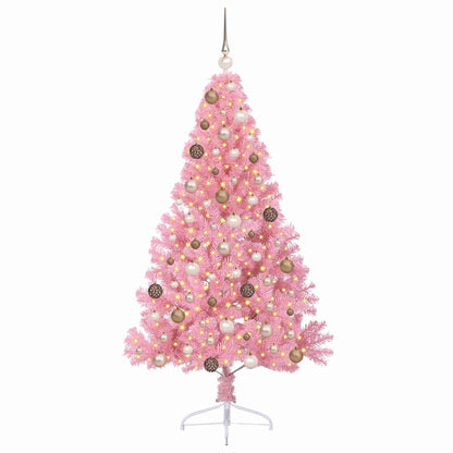 Artificial Pre-lit Christmas Tree with 300 LEDs Pink 70.9" PVC