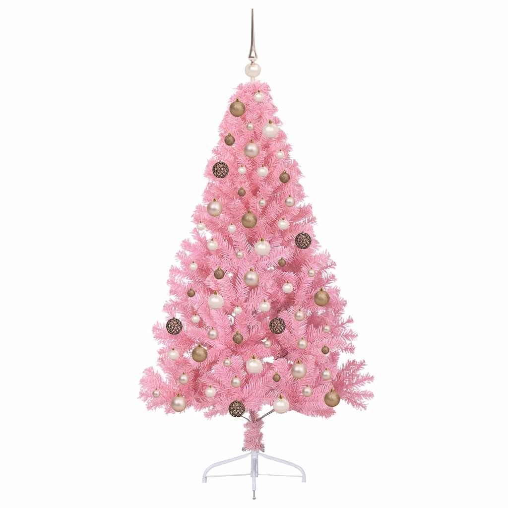 Artificial Pre-lit Christmas Tree with 300 LEDs Pink 70.9" PVC