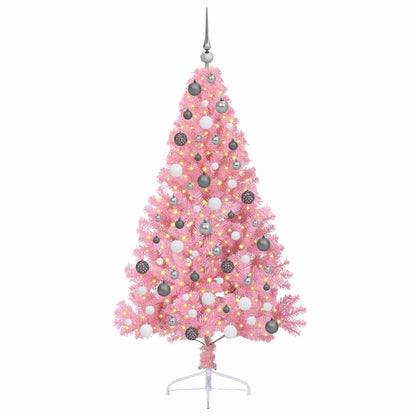 Artificial Pre-lit Christmas Tree with 300 LEDs Pink 70.9" PVC