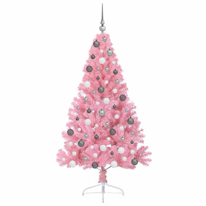 Artificial Pre-lit Christmas Tree with 300 LEDs Pink 70.9" PVC