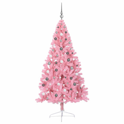 Artificial Pre-lit Christmas Tree with 300 LEDs Pink 82.7" PVC