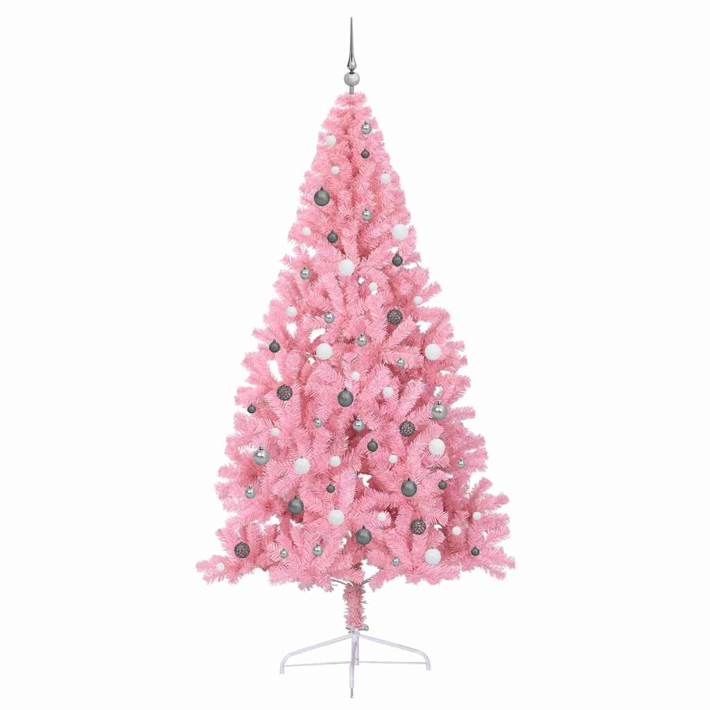 Artificial Pre-lit Christmas Tree with 300 LEDs Pink 94.5" PVC