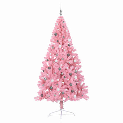 Artificial Pre-lit Christmas Tree with 300 LEDs Pink 94.5" PVC