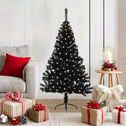 Artificial Pre-lit Christmas Tree with 150 LEDs Black 47.2" PVC
