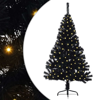 Artificial Pre-lit Christmas Tree with 150 LEDs Black 47.2" PVC