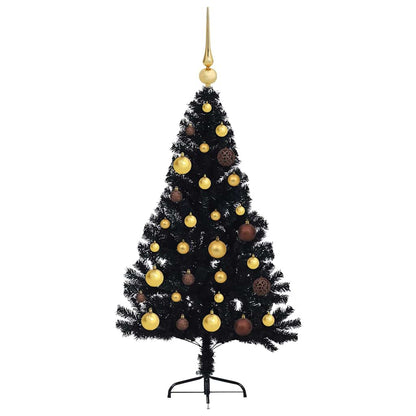 Artificial Pre-lit Christmas Tree with 150 LEDs Black 47.2" PVC