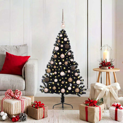 Artificial Pre-lit Christmas Tree with 150 LEDs Black 47.2" PVC