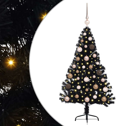 Artificial Pre-lit Christmas Tree with 150 LEDs Black 47.2" PVC