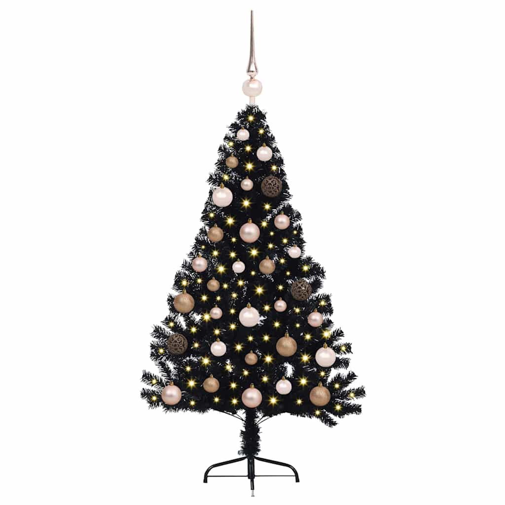 Artificial Pre-lit Christmas Tree with 150 LEDs Black 47.2" PVC