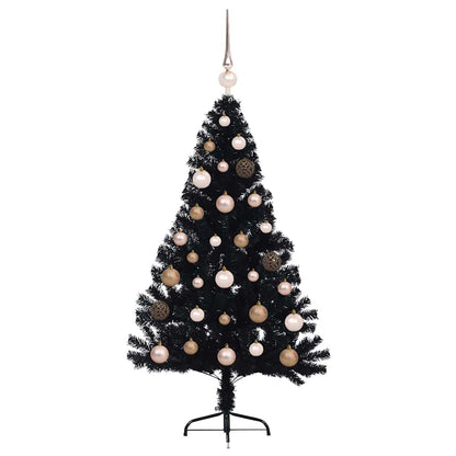 Artificial Pre-lit Christmas Tree with 150 LEDs Black 47.2" PVC