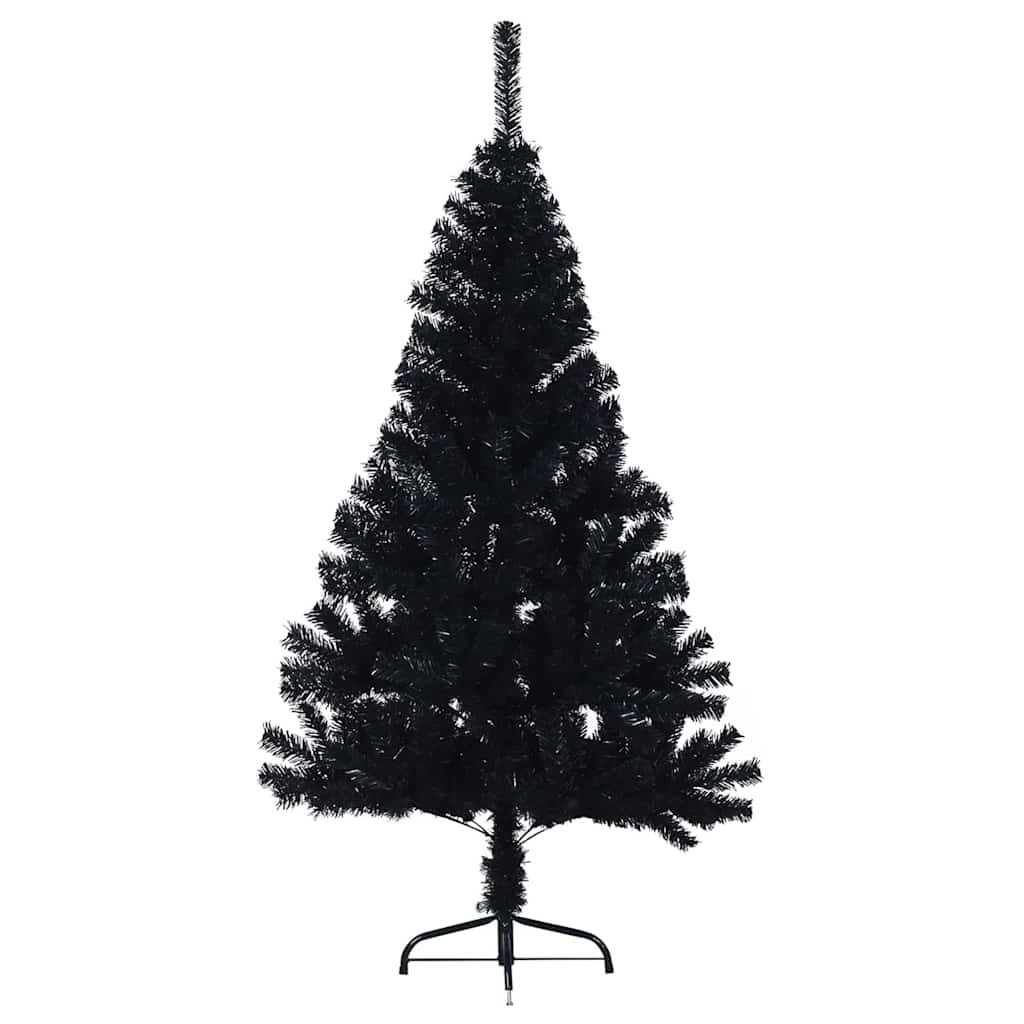 Artificial Pre-lit Christmas Tree with 150 LEDs Black 47.2" PVC