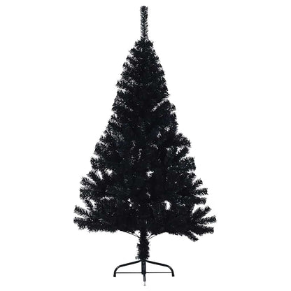 Artificial Pre-lit Christmas Tree with 150 LEDs Black 47.2" PVC