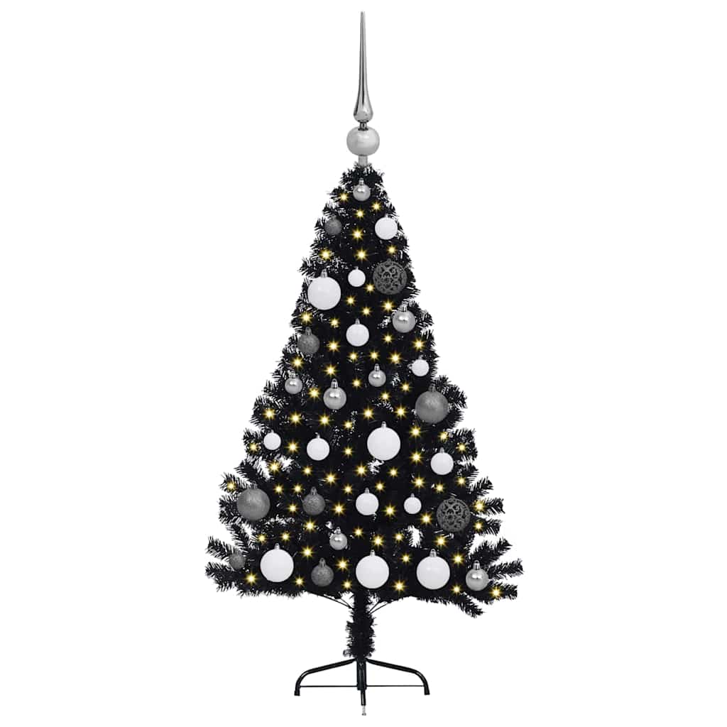 Artificial Pre-lit Christmas Tree with 150 LEDs Black 47.2" PVC