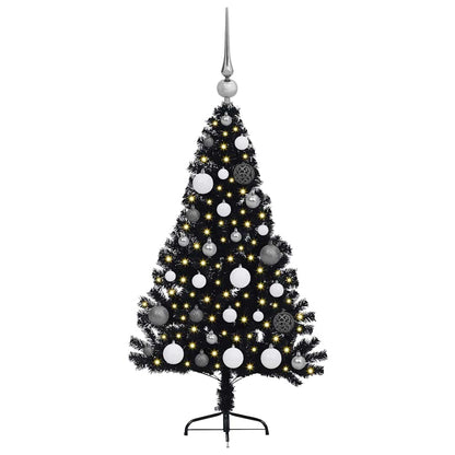 Artificial Pre-lit Christmas Tree with 150 LEDs Black 47.2" PVC