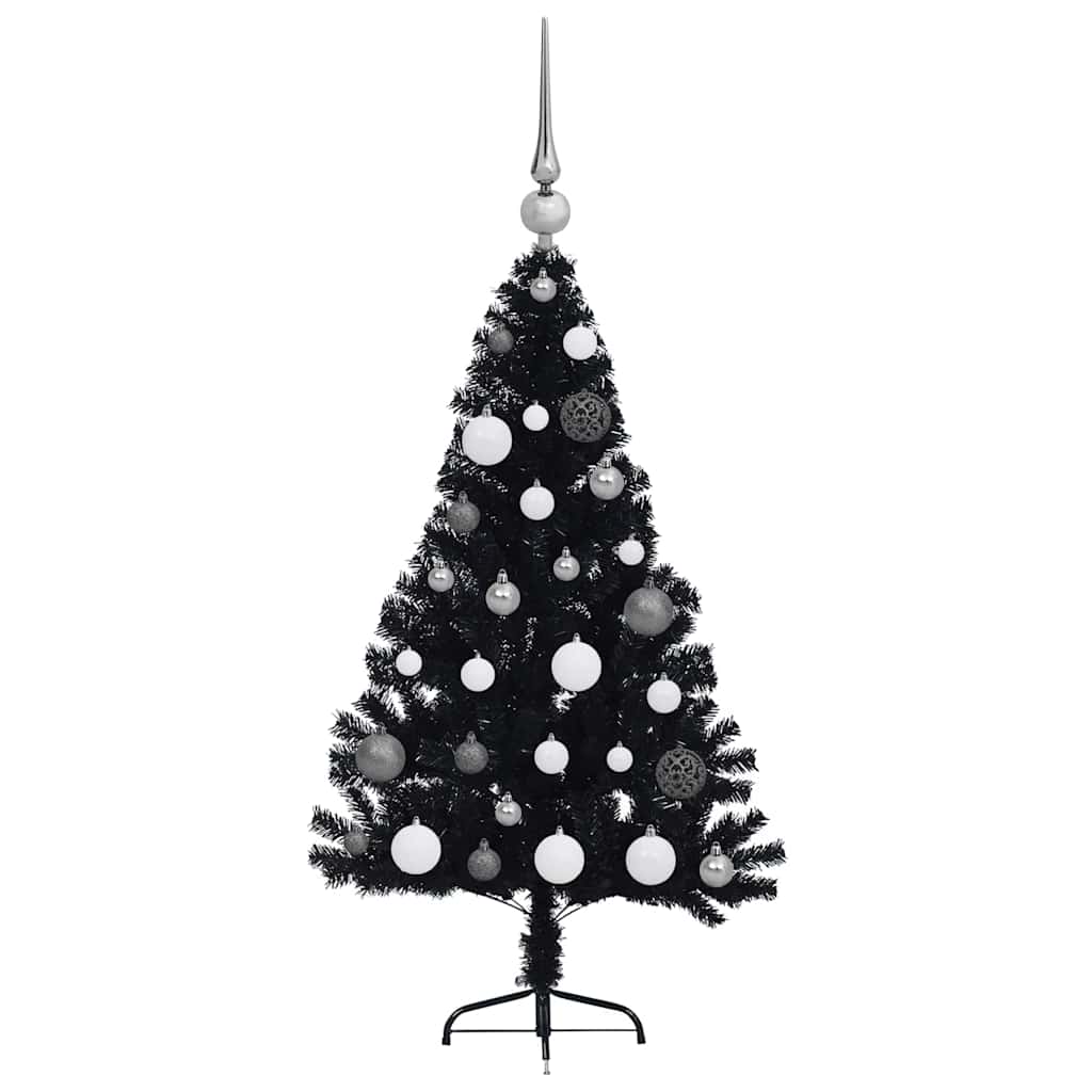 Artificial Pre-lit Christmas Tree with 150 LEDs Black 47.2" PVC