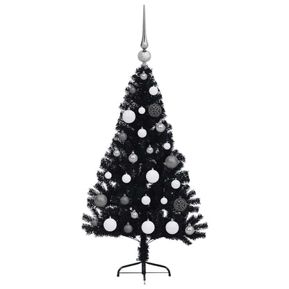 Artificial Pre-lit Christmas Tree with 150 LEDs Black 47.2" PVC